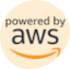 L'image montre que le système est alimenté par Amazon Web Services (AWS). Full Text: powered by aws